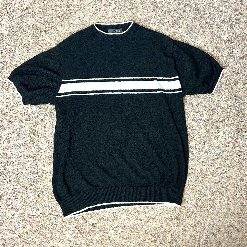 Le Monde Sweater Mens Size XL Black Lightweight Pullover